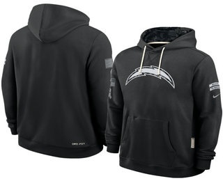 Men's Los Angeles Chargers Black 2026 Salute to Service Sideline Pullover Hoodie
