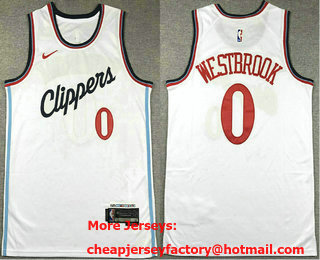 Men's Los Angeles Clippers #0 Russell Westbrook White 2023 Icon Swingman Jerse