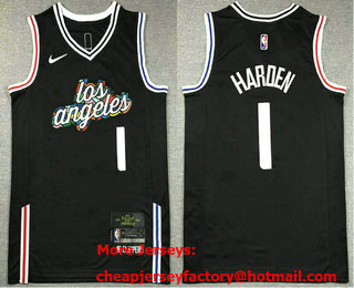 Men's Los Angeles Clippers #1 James Harden Black 2022 City Icon Swingman Jersey