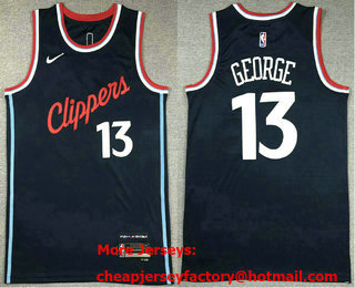 Men's Los Angeles Clippers #13 Paul George Navy 2023 Icon Swingman Jersey