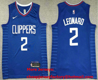 Men's Los Angeles Clippers #2 Kawhi Leonard Blue Icon Swingman Jersey