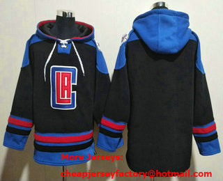 Men's Los Angeles Clippers Blank Black Ageless Must Have Lace Up Pullover Hoodie