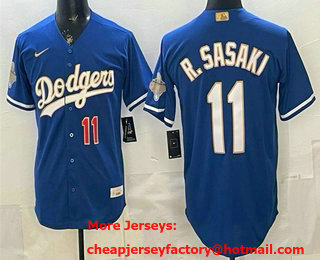 Men's Los Angeles Dodgers #11 Roki Sasaki  Blue 2026 Gold Collection Limited Jersey