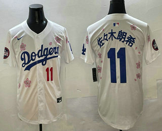 Men's Los Angeles Dodgers #11 Roki Sasaki White Japanese 2025 Tokyo Series Limited Jersey