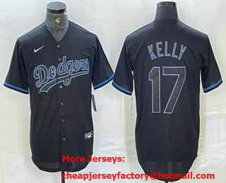 Men's Los Angeles Dodgers #17 Joe Kelly Lights Out Black Fashion Stitched Cool Base Nike Jersey 11