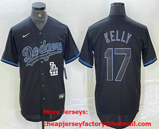 Men's Los Angeles Dodgers #17 Joe Kelly Lights Out Black Fashion Stitched Cool Base Nike Jersey 12