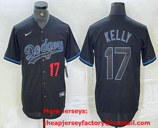 Men's Los Angeles Dodgers #17 Joe Kelly Number Lights Out Black Fashion Stitched Cool Base Nike Jersey 11