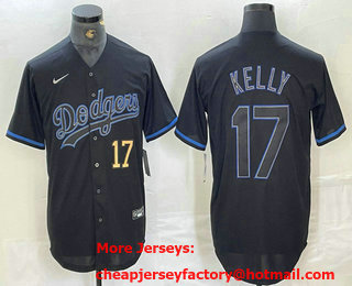 Men's Los Angeles Dodgers #17 Joe Kelly Number Lights Out Black Fashion Stitched Cool Base Nike Jersey 12
