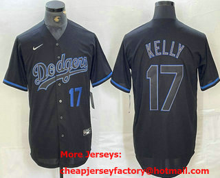 Men's Los Angeles Dodgers #17 Joe Kelly Number Lights Out Black Fashion Stitched Cool Base Nike Jersey 13