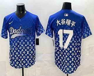 Men's Los Angeles Dodgers #17 Shohei Ohtani Blue Japanese Limited Stitched Baseball Jersey