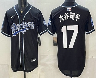 Men's Los Angeles Dodgers #17 Shohei Ohtani Japanese 2026 Black Fashion Champions Cool Base Jersey