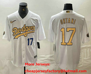Men's Los Angeles Dodgers #17 Shohei Ohtani Number White 2022 All Star Stitched Cool Base Nike Jersey 03