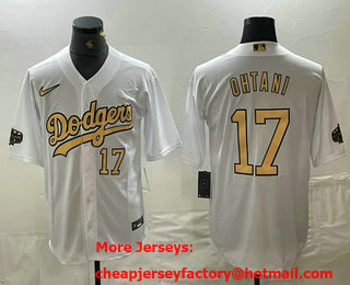 Men's Los Angeles Dodgers #17 Shohei Ohtani Number White 2022 All Star Stitched Cool Base Nike Jersey 04