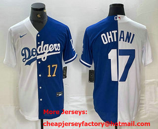 Men's Los Angeles Dodgers #17 Shohei Ohtani Number White Blue Two Tone Stitched Baseball Jersey 13
