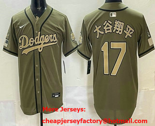 Men's Los Angeles Dodgers #17 Shohei Ohtani Olive Japanese 2025 World Series Champions Limited Jersey