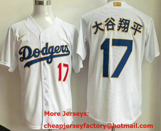 Men's Los Angeles Dodgers #17 Shohei Ohtani White Japanese 2026 Gold Collection Stadium Jersey