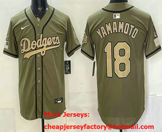 Men's Los Angeles Dodgers #18 Yoshinobu Yamamoto Olive 2025 World Series Champions Limited Jersey