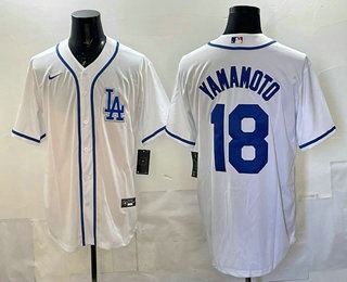 Men's Los Angeles Dodgers #18 Yoshinobu Yamamoto White Fashion Cool Base Jersey