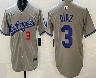 Men's Los Angeles Dodgers #3 Edwin Diaz Gray Alternate Limited Jersey