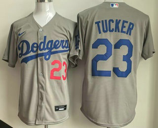 Men's Los Angeles Dodgers #3 Kyle Tucker Grey Limited Jersey