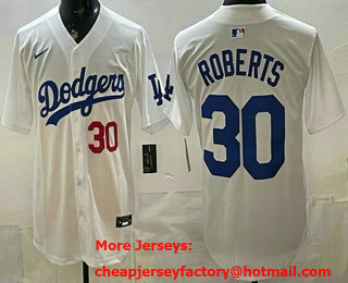 Men's Los Angeles Dodgers #30 Dave Roberts White Limited Stitched Jersey