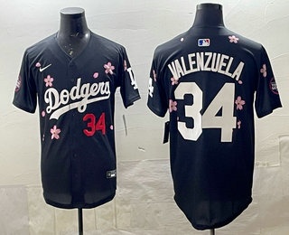 Men's Los Angeles Dodgers #34 Fernando Valenzuela Black 2025 Tokyo Series Limited Jersey