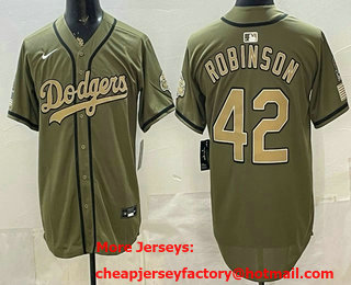 Men's Los Angeles Dodgers #42 Jackie Robinson Olive 2025 World Series Champions Limited Jersey