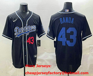 Men's Los Angeles Dodgers #43 Anthony Banda Black Blue Fashion Baseball Jersey