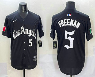 Men's Los Angeles Dodgers #5 Freddie Freeman Black Alternate Mexico Limited Jersey