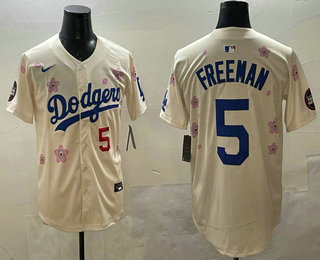 Men's Los Angeles Dodgers #5 Freddie Freeman Cream 2025 Tokyo Series Limited Jersey
