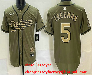 Men's Los Angeles Dodgers #5 Freddie Freeman Olive USA 2025 World Series Champions Limited Jersey