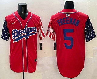 Men's Los Angeles Dodgers #5 Freddie Freeman Red Limited Stitched Jersey