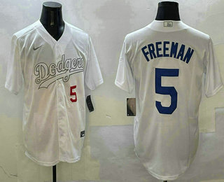 Men's Los Angeles Dodgers #5 Freddie Freeman White Fashion Cool Base Jersey