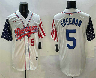 Men's Los Angeles Dodgers #5 Freddie Freeman White Limited Stitched Jersey