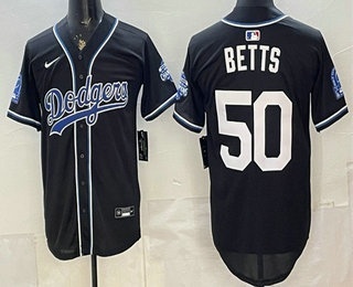 Men's Los Angeles Dodgers #50 Mookie Betts 2026 Black Fashion Champions Cool Base Jersey