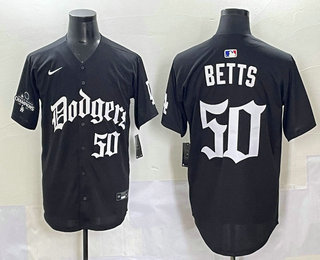 Men's Los Angeles Dodgers #50 Mookie Betts Black 2025 LA Limited Stitched Jersey
