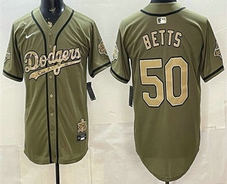 Men's Los Angeles Dodgers #50 Mookie Betts Military Appreciation Game Day Jersey