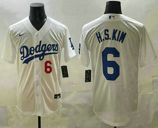 Men's Los Angeles Dodgers #6 Hyeseong Kim White Cool Base Jersey
