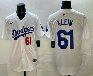 Men's Los Angeles Dodgers #61 Will Klein White Cool Base Jersey
