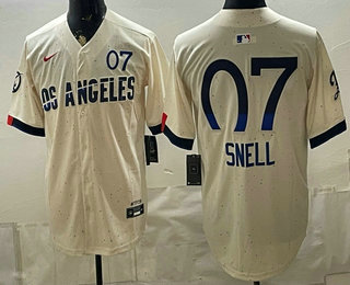 Men's Los Angeles Dodgers #7 Blake Snell Cream 2024 City Connect Limited Stitched Jersey