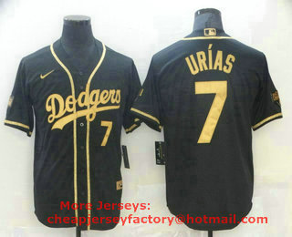 Men's Los Angeles Dodgers #7 Julio Urias Black Gold Stitched MLB Cool Base Nike Jersey