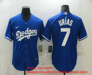 Men's Los Angeles Dodgers #7 Julio Urias Blue Stitched MLB Cool Base Nike Jersey