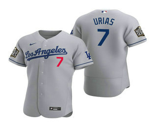 Men's Los Angeles Dodgers #7 Julio Urias Gray 2020 World Series Authentic Road Flex Nike Jersey