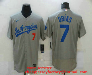 Men's Los Angeles Dodgers #7 Julio Urias Grey Stitched MLB Flex Base Jersey