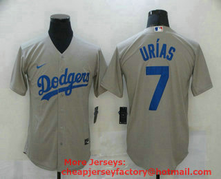 Men's Los Angeles Dodgers #7 Julio Urias Grey Stitched MLB Cool Base Nike Jersey