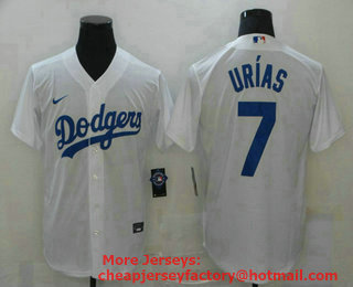 Men's Los Angeles Dodgers #7 Julio Urias White Stitched MLB Cool Base Nike Jersey