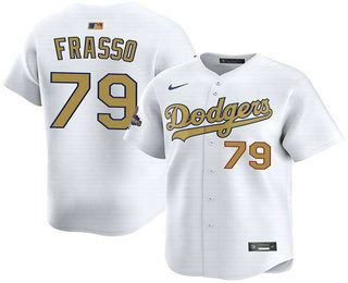 Men's Los Angeles Dodgers #79 Nick Frasso White 2025 Gold Collection Limited Jersey