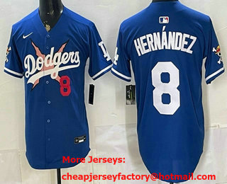 Men's Los Angeles Dodgers #8 Enrique Hernandez Blue Limited Stitched Jersey