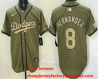 Men's Los Angeles Dodgers #8 Enrique Hernandez Olive 2025 World Series Champions Limited Jersey