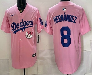 Men's Los Angeles Dodgers #8 Enrique Hernandez Pink 2025 Hello Kitty Limited Stitched Jersey